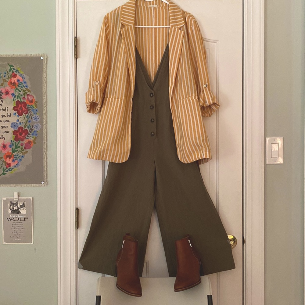 Bohemian Khaki Green Overalls